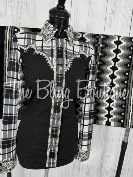 Black & White Plaid Day Shirt Set (Small)