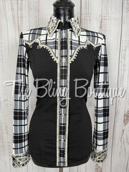 Black & White Plaid Day Shirt Set (Small)