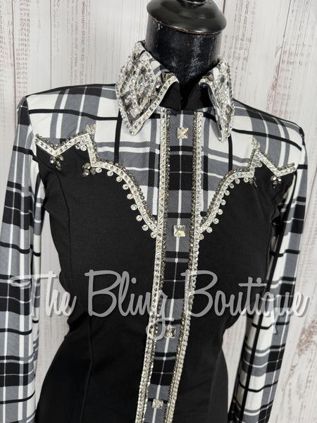 Black & White Plaid Day Shirt Set (Small)