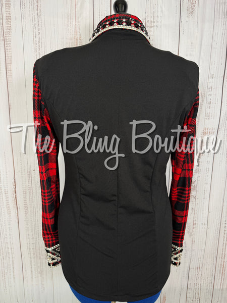 Black, Red & White Plaid Day Shirt Set (Large)