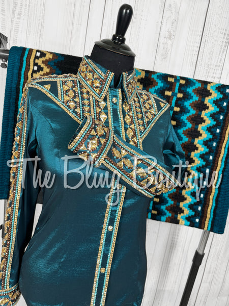 Ocean Teal, Bronze, Teal & Tan Day Shirt Set (2XL)