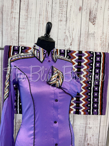 Light Purple, Black, White & Rust Day Shirt Set (XL)