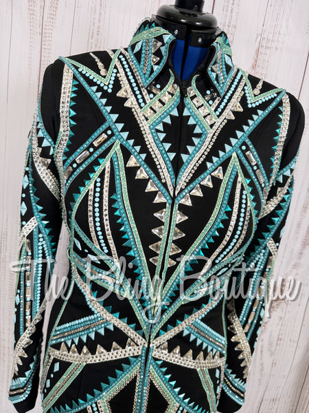 RE-ORDER Black, Turquoise, Mint & White Showmanship Jacket (Choose Your Size)