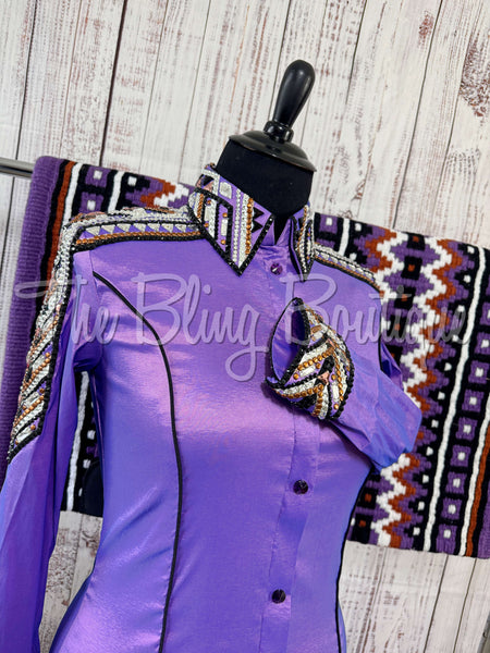 Light Purple, Black, White & Rust Day Shirt Set (XL)