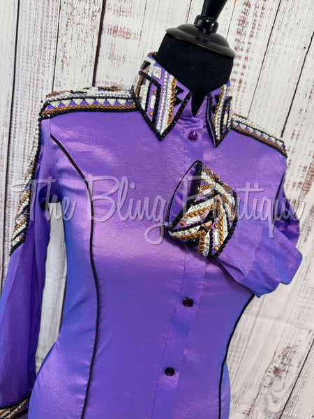 Light Purple, Black, White & Rust Day Shirt Set (XL)