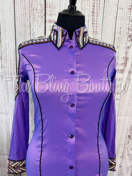 Light Purple, Black, White & Rust Day Shirt Set (XL)