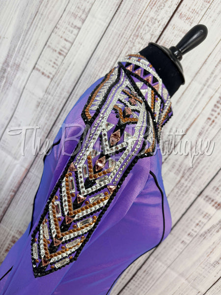 Light Purple, Black, White & Rust Day Shirt Set (XL)