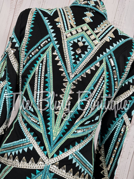 RE-ORDER Black, Turquoise, Mint & White Showmanship Jacket (Choose Your Size)