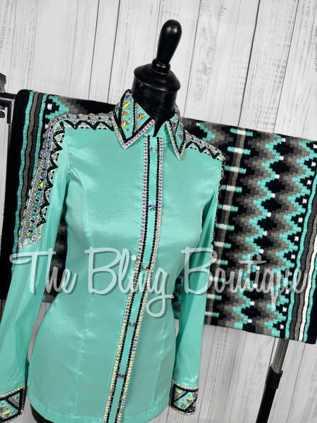 RE-ORDER Mint Gree, Black & White/AB Day Shirt Set (Choose Your Size)
