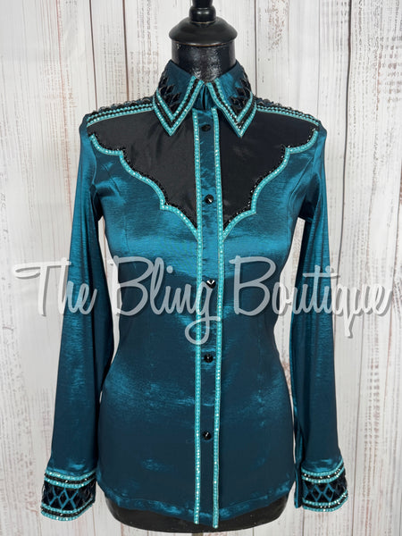 Ocean Teal, Black & Teal Day Shirt Set (Small)