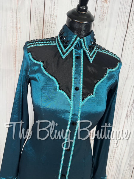 Ocean Teal, Black & Teal Day Shirt Set (Small)