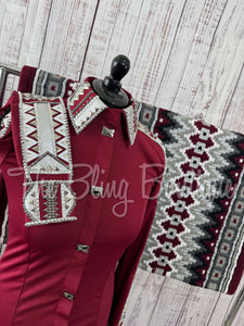 Burgundy & Silver Day Shirt Set (M)