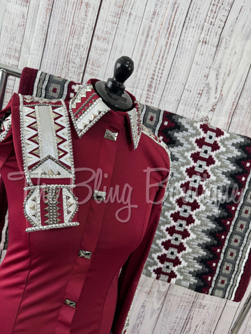 Burgundy & Silver Day Shirt Set (M)