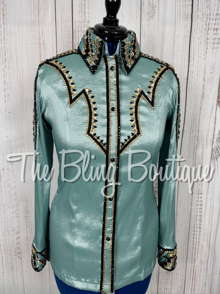 Sea Foam, Teal, Black & Tan Day Shirt Set (Large)