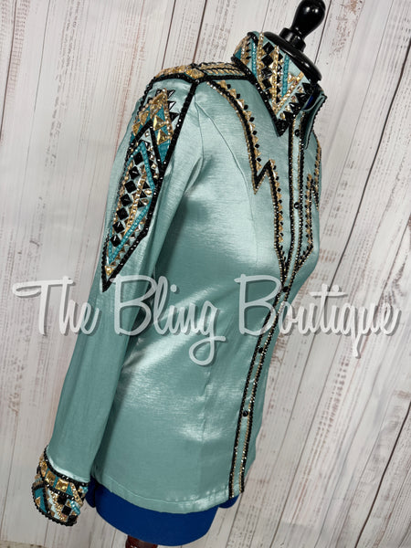 Sea Foam, Teal, Black & Tan Day Shirt Set (Large)