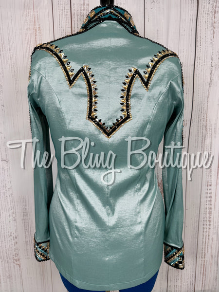 Sea Foam, Teal, Black & Tan Day Shirt Set (Large)