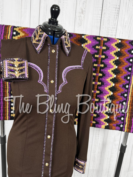 Chocolate Brown, Purple & Tan Day Shirt Set (Large)