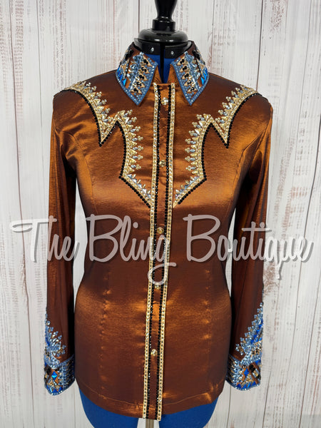 Rust, Cornflower blue, Tan & Black Day Shirt Set (Large)