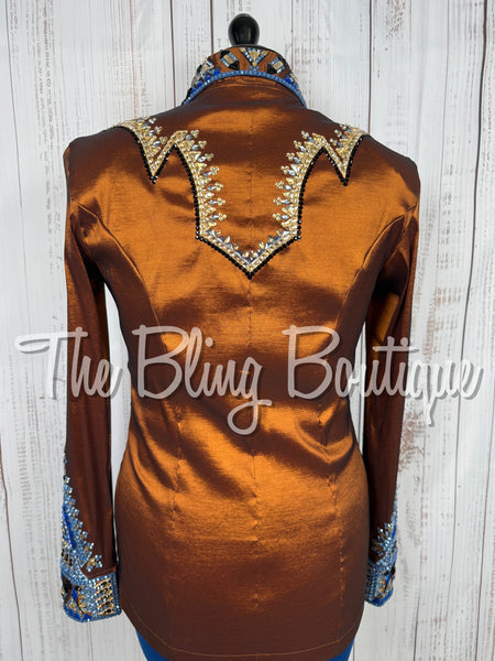 Rust, Cornflower blue, Tan & Black Day Shirt Set (Large)