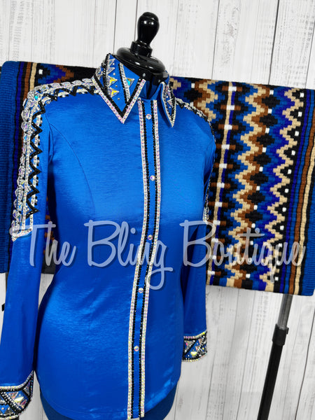 Royal Blue, Black & White Day Shirt Set (Medium) (Copy)