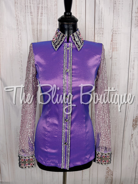 Lavender, Purple & Pink Day Shirt Set With Lace Sleeves (Small)