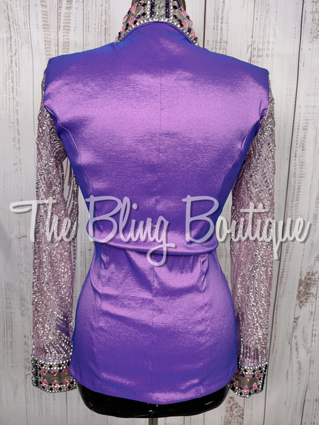 Lavender, Purple & Pink Day Shirt Set With Lace Sleeves (Small)