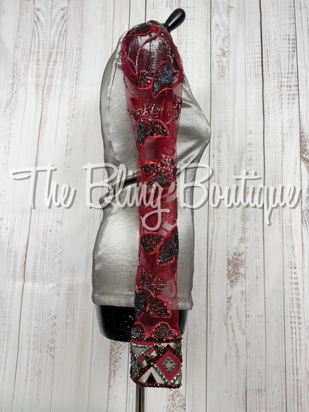 Grey, Burgundy & Black Day Shirt Set With Lace Sleeves (Small)