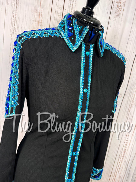 Black, Blue & Turquoise Day Shirt Set (Large)