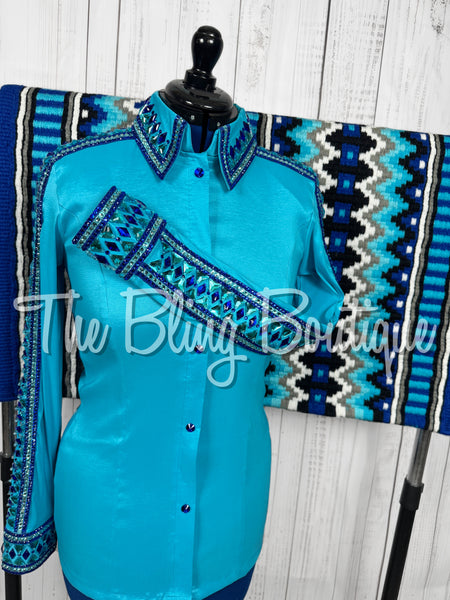 Turquoise & Royal Blue Day Shirt Set (Medium)