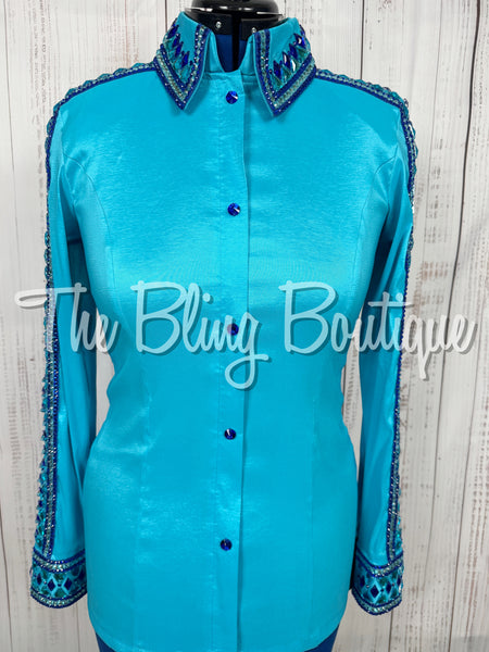 Turquoise & Royal Blue Day Shirt Set (Medium)