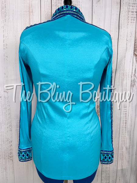 Turquoise & Royal Blue Day Shirt Set (Medium)