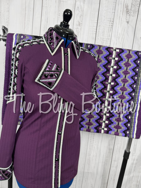 Plum, Purple, Black & White Day Shirt Set (Large)