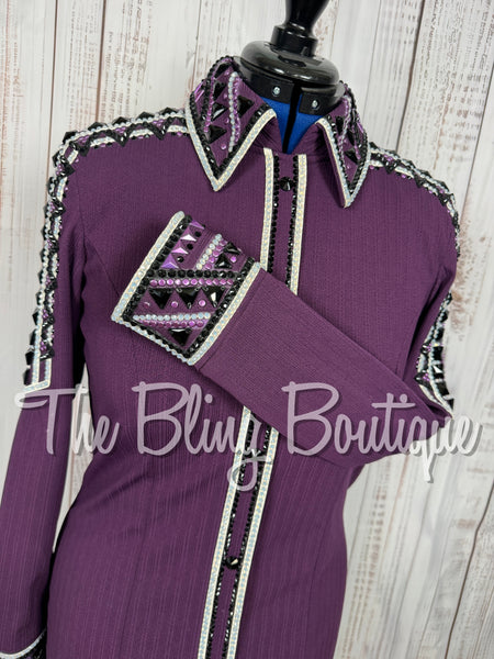 Plum, Purple, Black & White Day Shirt Set (Large)
