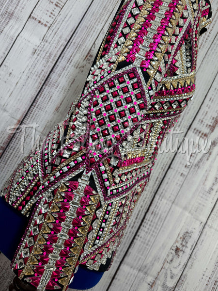 Plum & Gold Day Shirt With Sheer Lace Sleeves (XL)