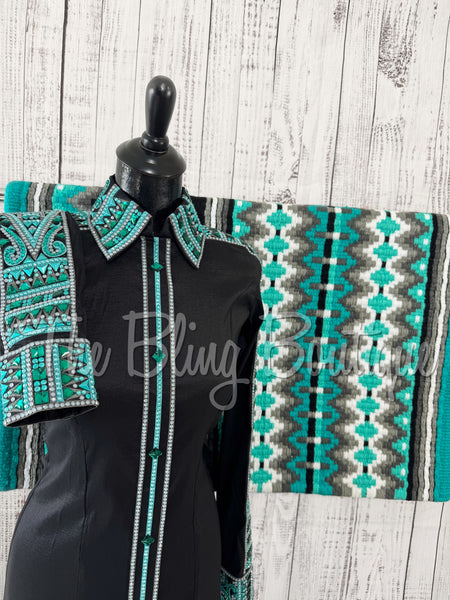 Black, Teal & Grey Day Shirt Set (S)