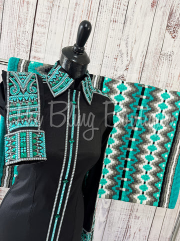 Black, Teal & Grey Day Shirt Set (S)