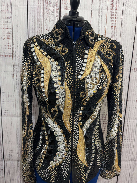 Consignment - Lindsey James Black, Tan & Gold Showmanship Jacket (M/L)