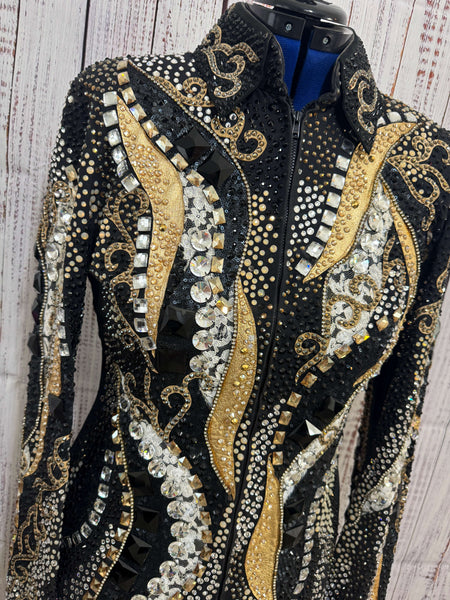 Consignment - Lindsey James Black, Tan & Gold Showmanship Jacket (M/L)