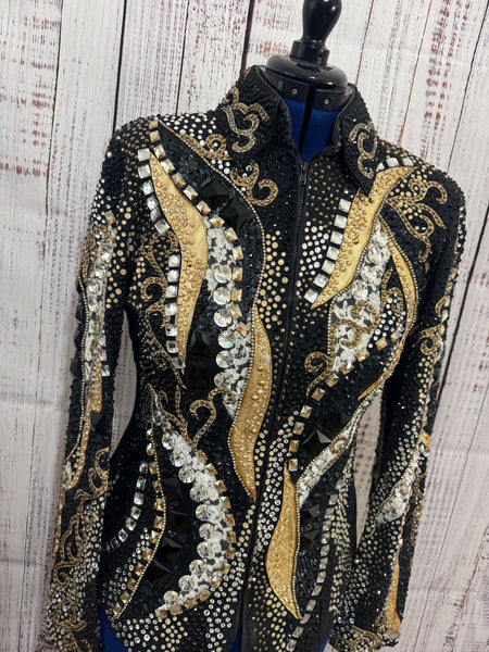 Consignment - Lindsey James Black, Tan & Gold Showmanship Jacket (M/L)