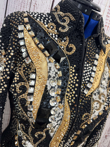 Consignment - Lindsey James Black, Tan & Gold Showmanship Jacket (M/L)