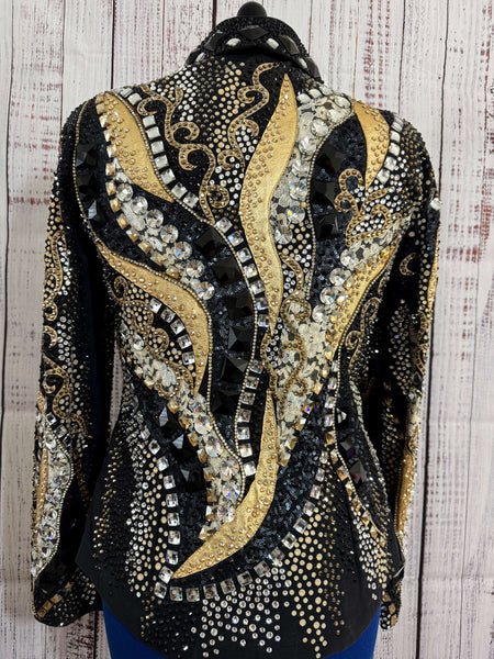 Consignment - Lindsey James Black, Tan & Gold Showmanship Jacket (M/L)