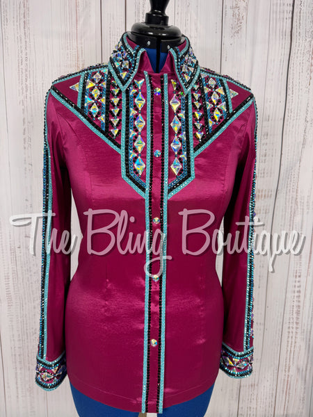 Raspberry, Teal & Turquoise Day Shirt Set (Medium)