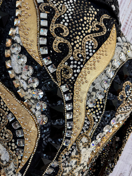 Consignment - Lindsey James Black, Tan & Gold Showmanship Jacket (M/L)
