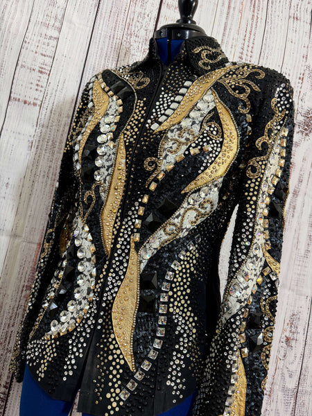 Consignment - Lindsey James Black, Tan & Gold Showmanship Jacket (M/L)