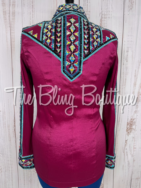 Raspberry, Teal & Turquoise Day Shirt Set (Medium)