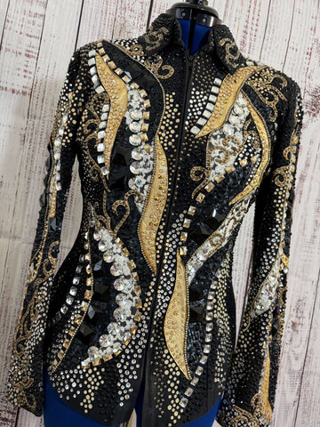 Consignment - Lindsey James Black, Tan & Gold Showmanship Jacket (M/L)