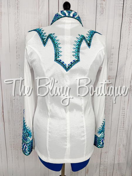 White, Teal & Turquoise Day Shirt Set (Large)