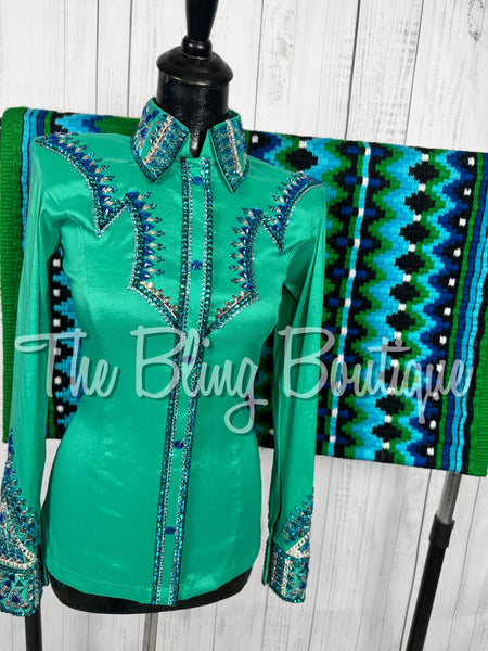Green, Turquoise & Blue Day Shirt Set (Small)