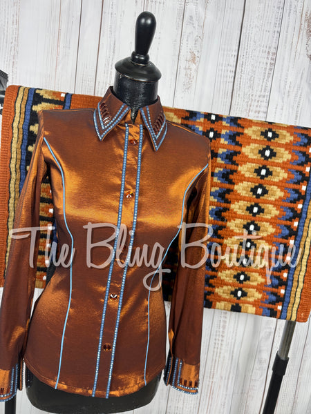 Rust & Cornflower Blue Simple Day Shirt Set (XS/Small)