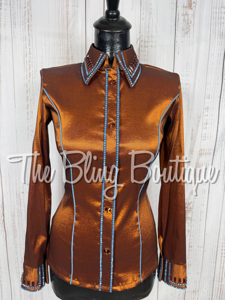 Rust & Cornflower Blue Simple Day Shirt Set (XS/Small)